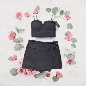 City Studio Black Top and Bottom Skort Set Size Medium Women